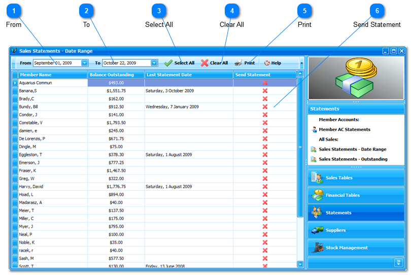 Sales Statements - Date Range